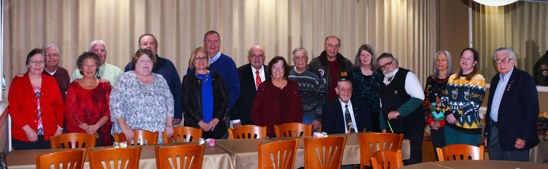 Group Photo: Attending were the following Legionnaires, Auxiliary Unit members and their guests (in the photo left to right) Dale Smith, Dave Smith, Jesse Basso, Ron Basso, Tonya Jones, Rick Jones, Mary Kinkin, Fred Kinkin, Bob Russell, Jane McKeel, Mark McMillan, Kenny Golden, George Schmidt, Carolyn Hink, Jeff Kocab, Debra Castrinos, Alicia Baquerealeavez and Bert Wendell, Jr. 
(Photography by Woody Wendell)