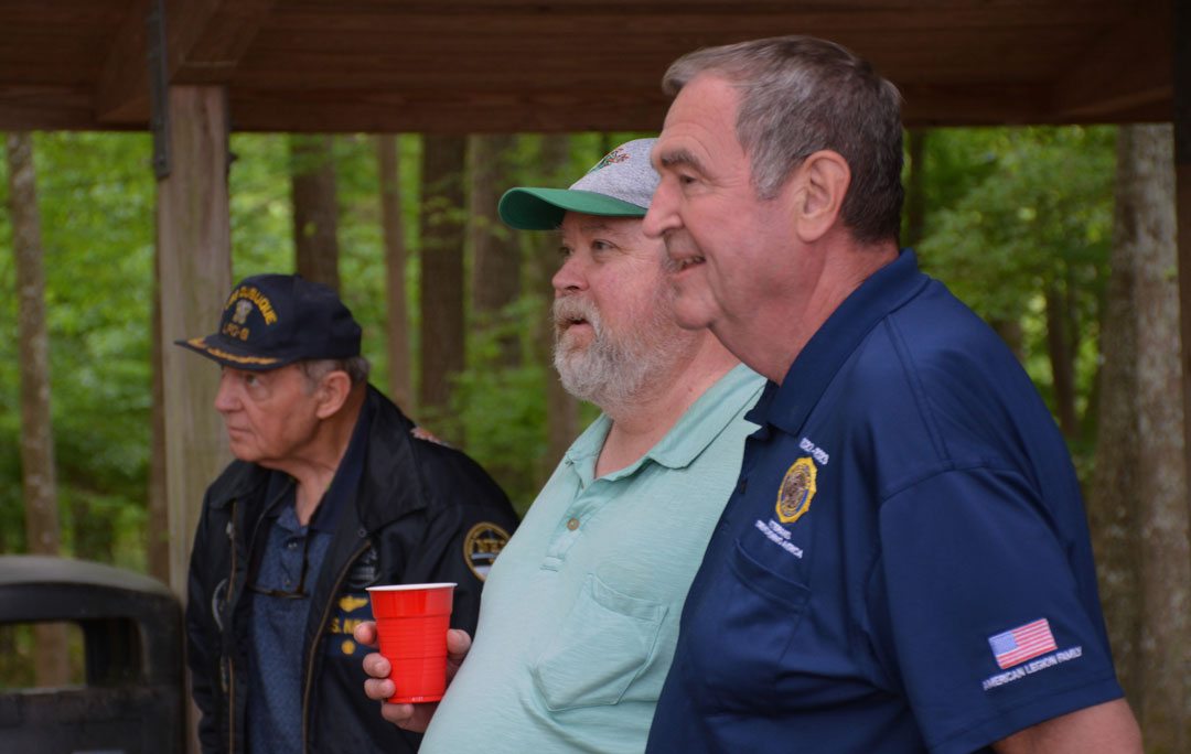 Observers enjoying a game of Cornhole are (left to right) Kenny Golden, Rick Jones and Post Adjutant Fred Kinkin. (Photography courtesy of Bert Wendell, Jr.)