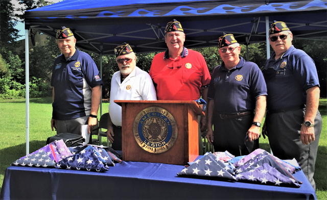 American Legion Posts 110 and 113 held their                              2021 Flag Day Ceremony on June 14th for the                              residents of Our Lady of Perpetual Help in VA                              Beach, VA. In the group photo (left to right) are                              Post 113 Commander Wayne Mead, Post 110 Sergeant                              at Arms Jeff Kocab, Post 110 Adjutant Fred                              Kinkin, Post 110 Chaplain Dave Smith and Post 113                              Vice Commander Clifford Dietz. (Photography by                              George Schmidt)